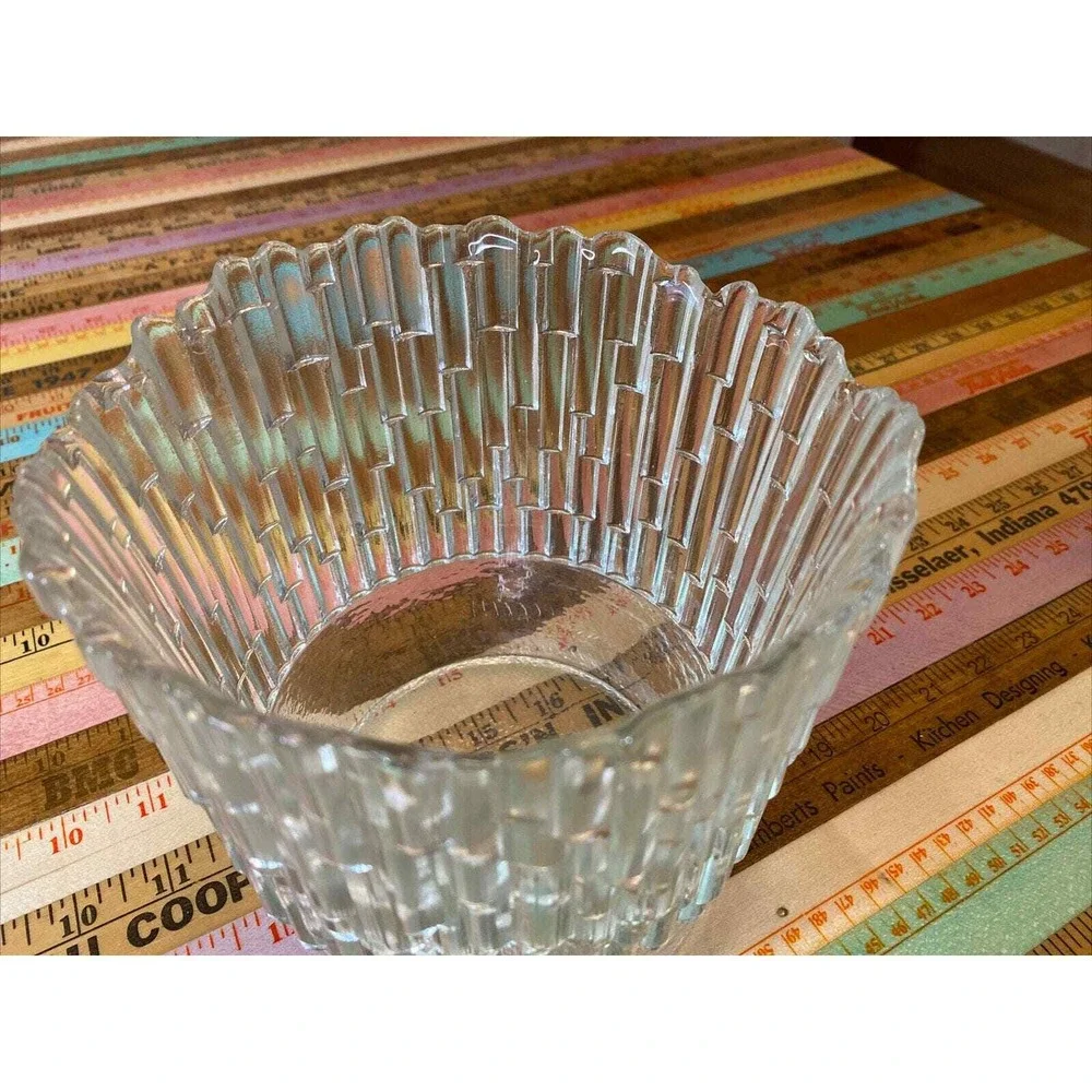 Vintage Champagne Bucket ICE Bucket Glass Fenton Kelonia Vase Bamboo Wedding MCM